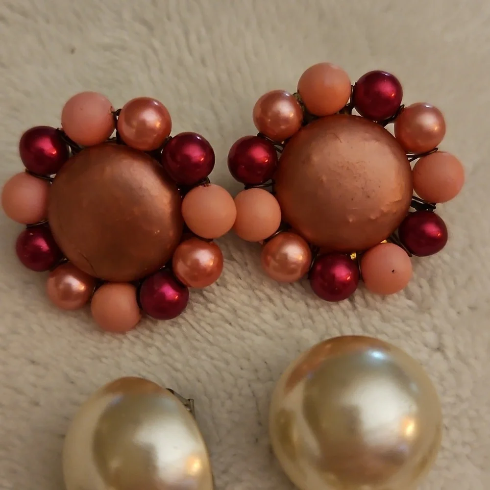 Vintage Lot of Faux Pearl Clip-on Earrings